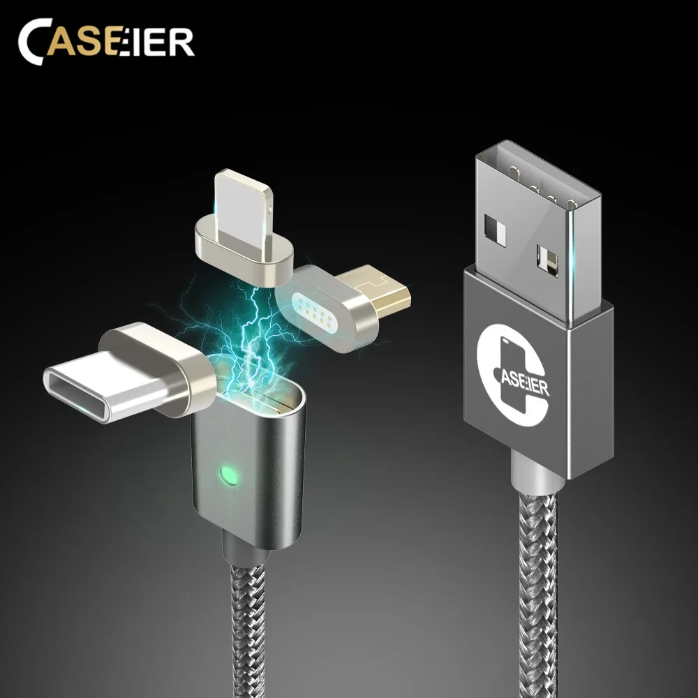 

CASEIER 3 In 1 Magnetic Cable For Apple iPhone IOS Type C Micro USB Magnet Fast Charger LED Cable For Samsung Huawei Xiaomi Cabo