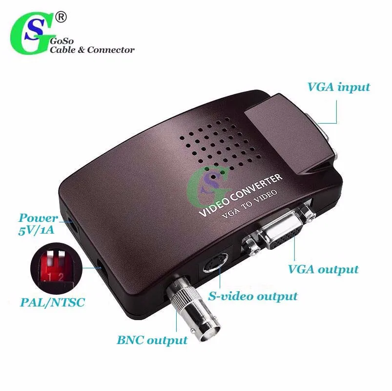 Gusuo Video Converter Computer VGA to BNC VGA S video Box