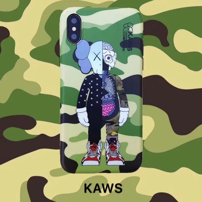 

Hot US street brand kaws xx doll toys phone cover case for iphone X XR XS MAX 7 8 6 S plus white Pentagram Jordan silicone coque
