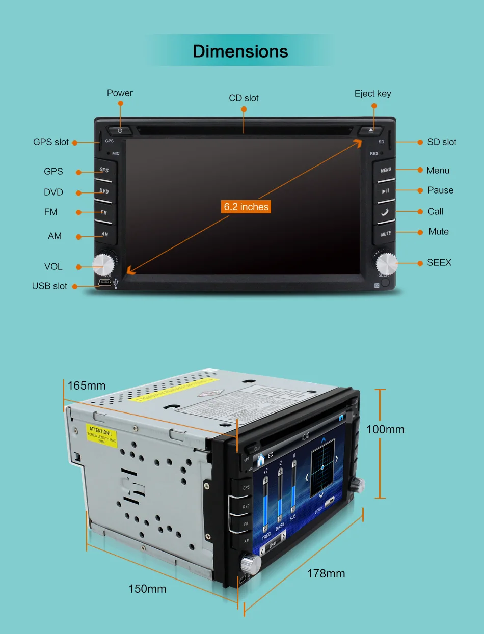 Cheap Universal 2Din 6.2" In Dash Car DVD Player Radio Auto GPS/FM/USB/SD/Bluetooth/ HD digital touch screen full popular function CAM 1 Cheap Universal 2Din 6.2" In Dash Car DVD Player Radio Auto GPS/FM/USB/SD/Bluetooth/ HD digital touch screen full popular function CAM 1