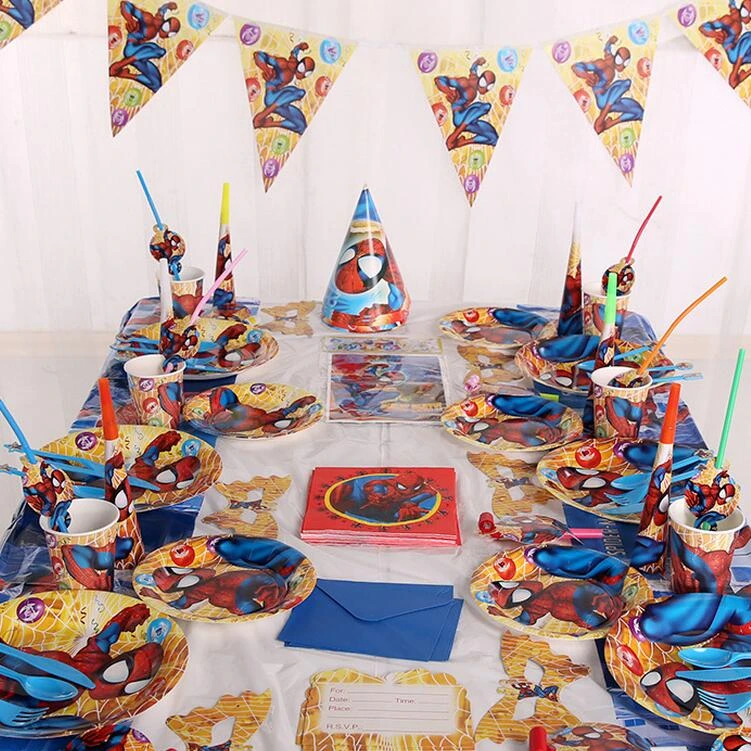 Ensemble De 90 Pcs Enfants De Fete D Anniversaire Decoration De Noel Ensemble Spider Man Bebe Garcon Fete D Anniversaire Faveur Pack Soiree A Theme Fournitures Aliexpress