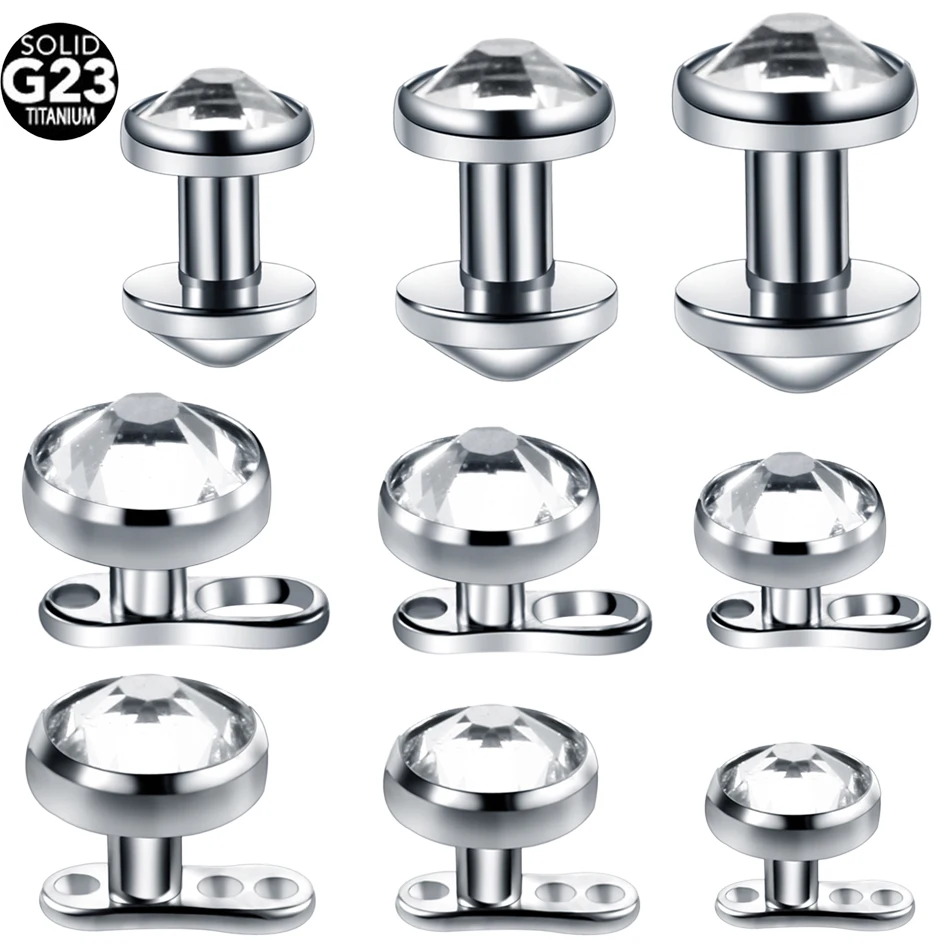 

1PC G23 Titanium Micro Dermal Anchor Piercings Gem Dermal Top Set with Base Hide in Skin Dermal Piercings Body Jewelry Piercings