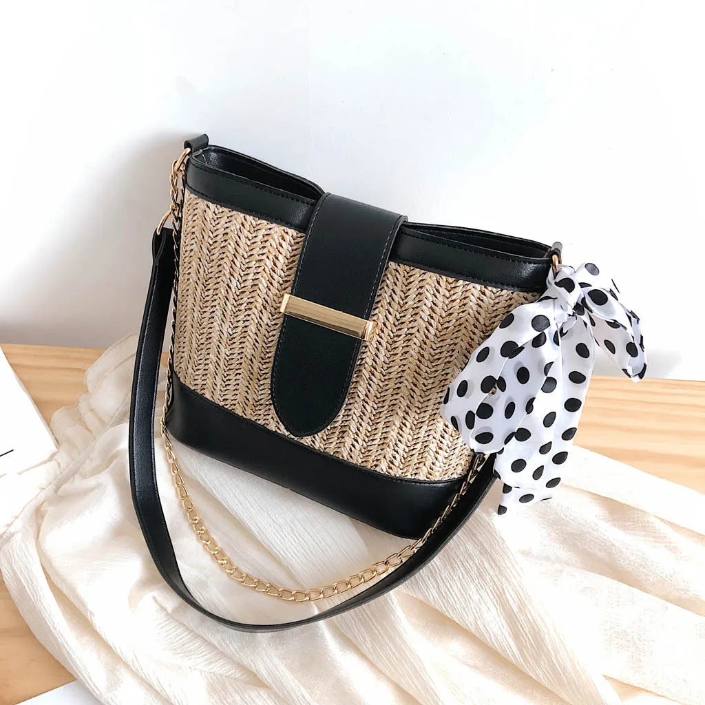 Новая квадратная соломенная сумка, женская летняя сумка из ротанга, Женская тканая пляжная сумка ручной работы через плечо, богемная сумка, дорожная сумка,# N3