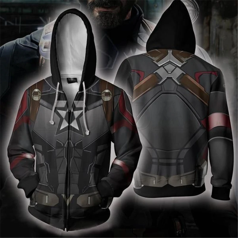 

Men and Women Zip Up Hoodies The Avengers Hero Hooded Jacket Mravel Superheroes Sweatshirt Captain America Streetwear Costume