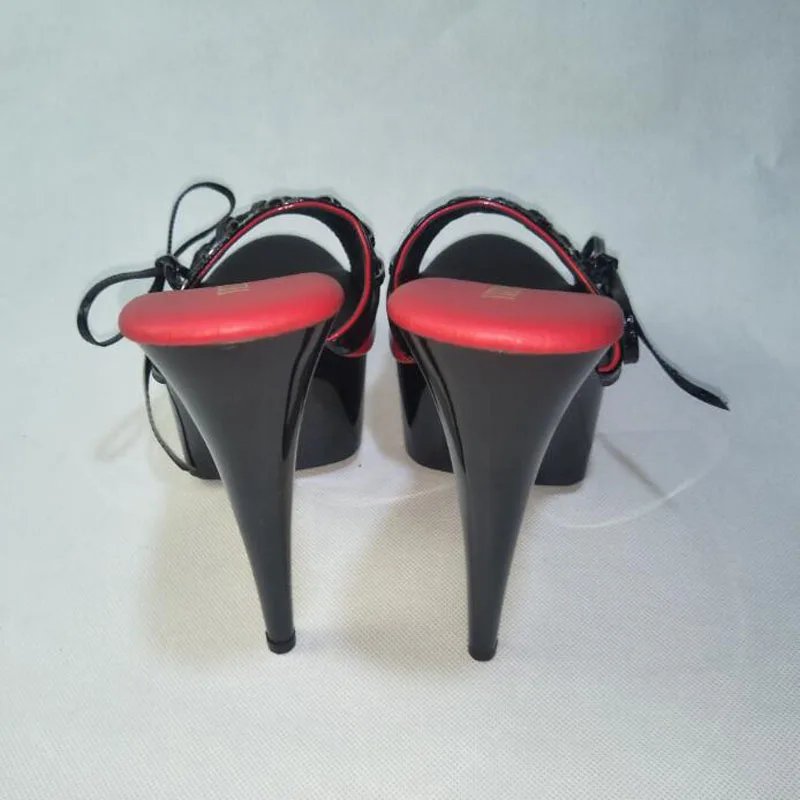 New For Women 6 Inch High Heel Heels Fashion Strappy Platform Slipper Black Women's Slippers Sexy 15cm