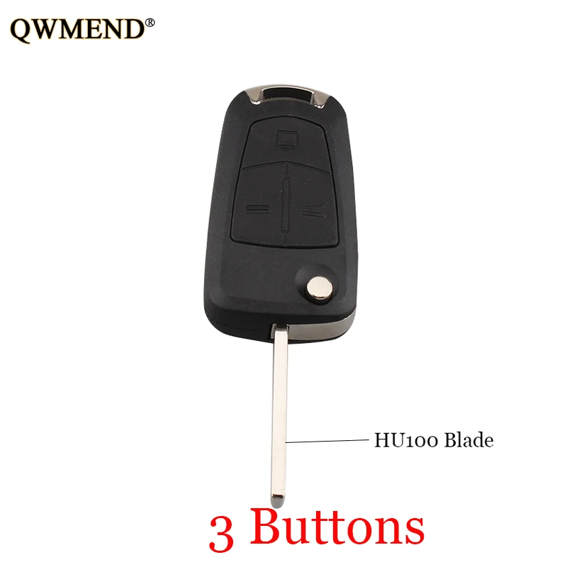 

QWMEND 3Buttons Folding Remote key shell Case For Vauxhall Opel Astra H Corsa D Vectra C Zafira HU100 Blade