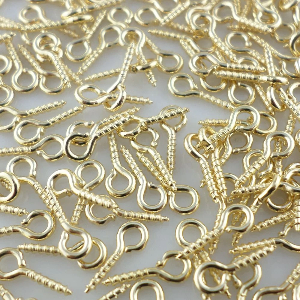 Wholesale 300pcs Metal Gold/Silver Tiny Screw Eye Pin Peg Tail Bails