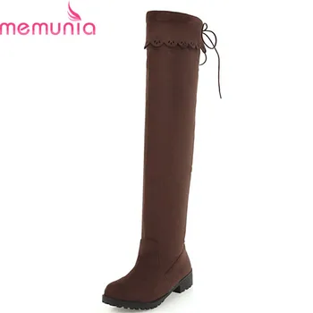 

MEMUNIA 2020 black over the knee boots women flock autumn winter boots square heels fashion Stretch socks boots ladies shoes