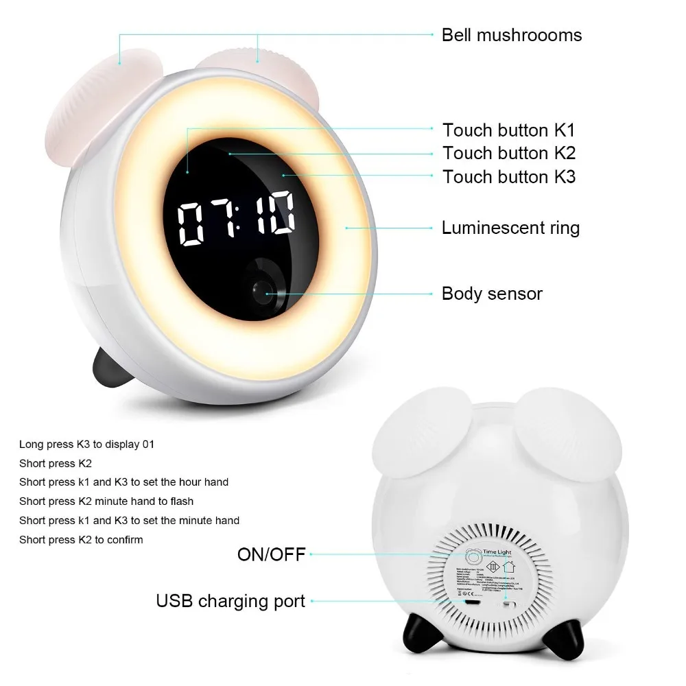 

Alarm Clock LED Mirror Clock Multifunction Snooze Display Time Night LCD Light Table Desktop Reloj Despertador USB Cable