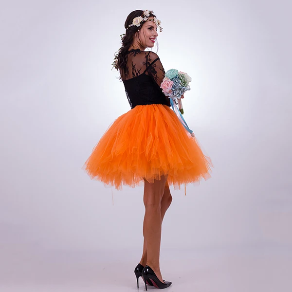 Модная женская юбка в стиле Лолиты ручной работы; Vestidos; Красивая эластичная фатиновая юбка-пачка для взрослых; юбка-американка принцессы для девочек; Одежда для танцев; Jupe Femme - Цвет: orange