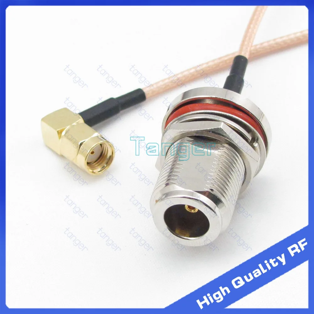 

N female with nut to RP-SMA male right angle with RG-316 RF Coaxial Pigtail Jumper cable 6" 15cm Tanger High Quality RF cables