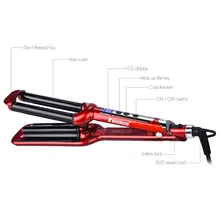 Профессиональные светодиодные вплетения в волосы Вэйвер Электрический Керамический стайлер волос Вэйвер бигуди Инструменты для укладки волос щипцы для завивки тройной баррель глубокий кудрявый