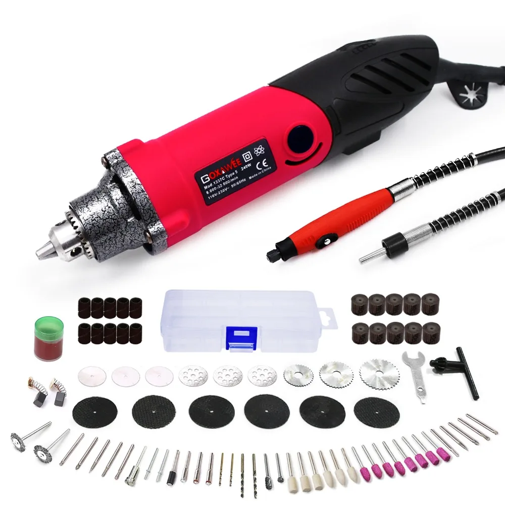 

GOXAWEE 82Pcs Electric Drill Mini Rotary Too Kit Multifunctional Power Tool Set with Flex Shaft Versatile Accessories For Dremel