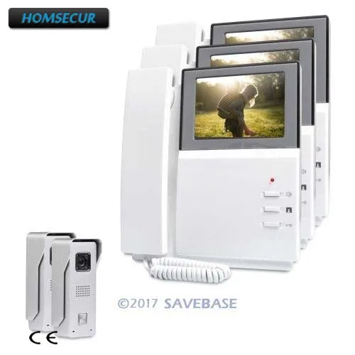 

HOMSECUR 4.3inch Video Door Entry Phone Call System With Video & Dual-way Audio Communicati for Apartment 2V3