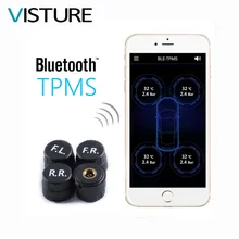 Bluetooth font b TPMS b font Tyre Pressure Monitor Mobile Phone App Control 4 External Sensor