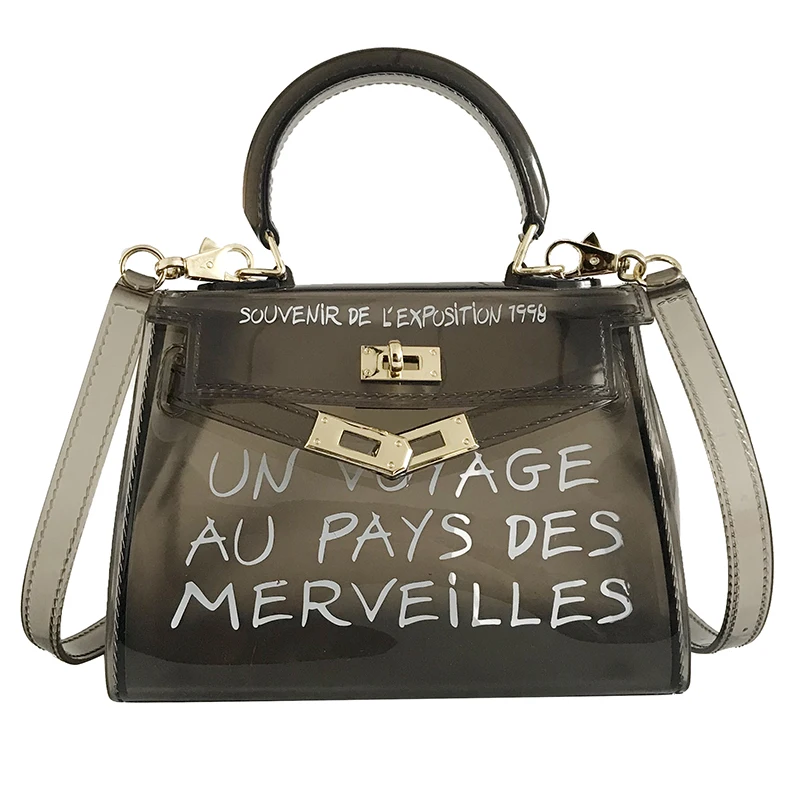 

New Arrival Jelly Color Silica Gel Letter Handbag Fashion Transparent bag Women Shoulder Bag Design Casual Totes Crossbody Bags