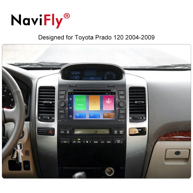Discount 2din 2+32G Android 9.1 Car dvd radio aduio player GPS Navigation for Toyota Land Cruiser Prado 120 2003-2009 WIFI RDS FM USB SD 4