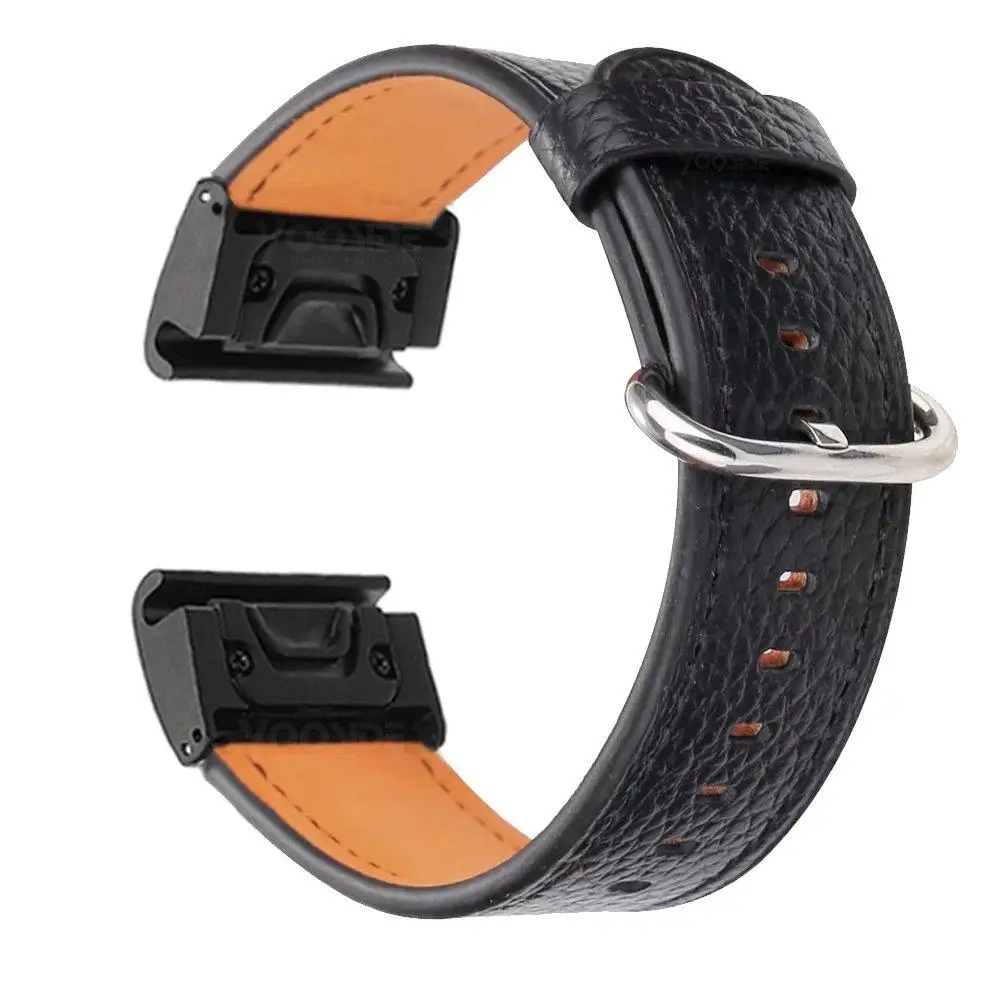 

Fenix 5X Leather Watch Band 26mm Stainless Steel Quick Fit Watch Band Strap for Garmin Fenix 5X/5X Plus/Fenix 3/D2/Descent Mk1