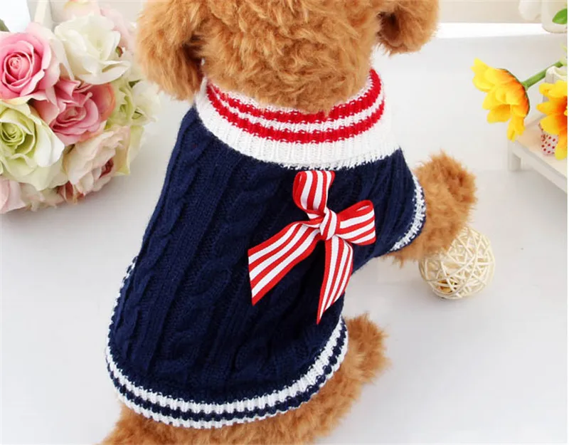 Navy Blue Red Pet Dog Clothes Warm Sweater Puppy Coat Winter Outfit For Small Pet Dog Chihuahua Teddy Clothes Dog Sweater Coat  14