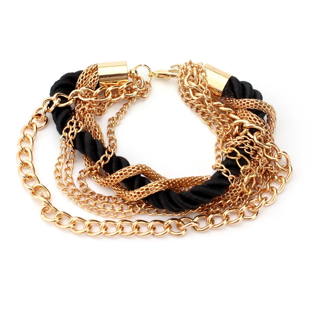 Alloy Charming National Golden Chain Red Rope Bracelets Ladies Elegant