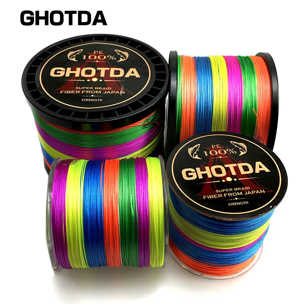 GHOTDA плетеная рыболовная леска 8 нитей 4 пряди 1000 м 500 300 PE пресноводная/соленая вода