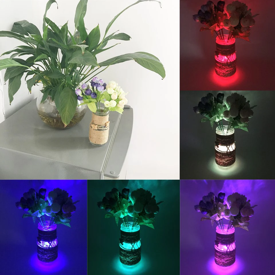 IP68 водонепроницаемый RGB погружные светодиоды на батарейках управляемые Подводные ночные светильники чайные светильники для вазы чаши аквариумная лампа для свадьбы