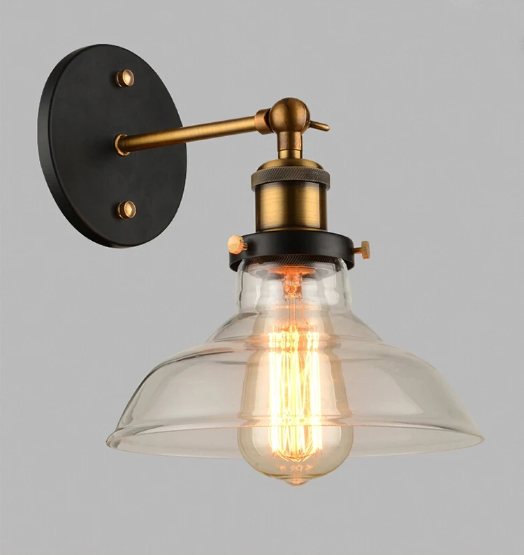 Wholesale Price Loft Vintage Industrial Edison Wall Lamps Clear Glass Lampshade Antique Copper ...