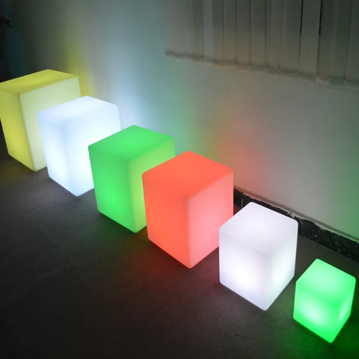 

50cm 19.6inch night club outdoor indoor decoration party LED cube chair bar table Stools Remote control 16 colors