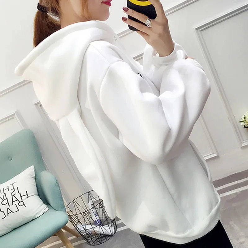  PLAMTEE Sweet Women Hoodies Sweatshirt Embroidery Hooded Hoody Rabbit Ears Oversize Hoodie Kpop Loo