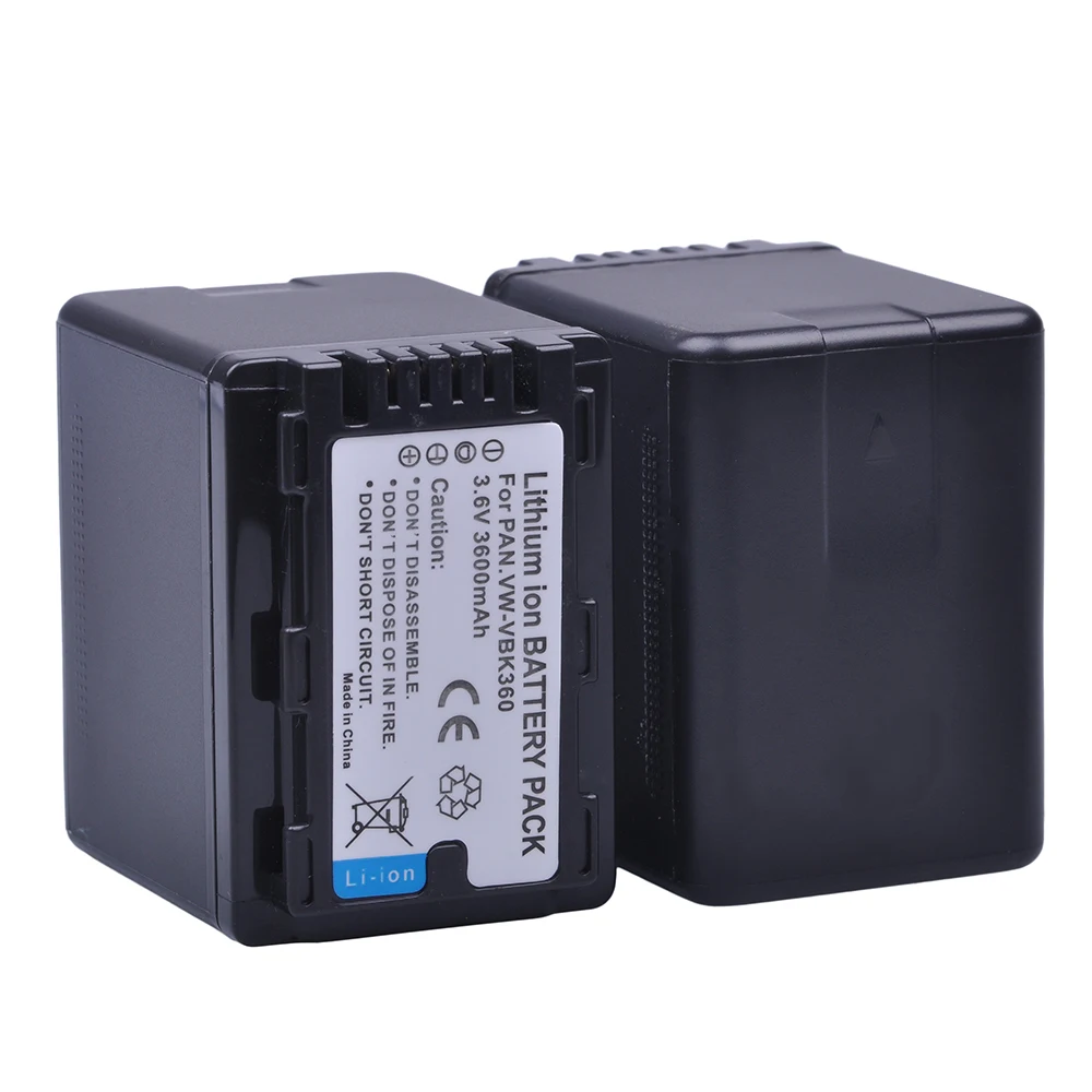 Аккумулятор для фотоаппарата 2x3600 мАч VW-VBK360 VW VBK360 VWVBK360 Panasonic HDC-HS80 SD40 SD60 SD80 SDX1 SDR-H100 H85