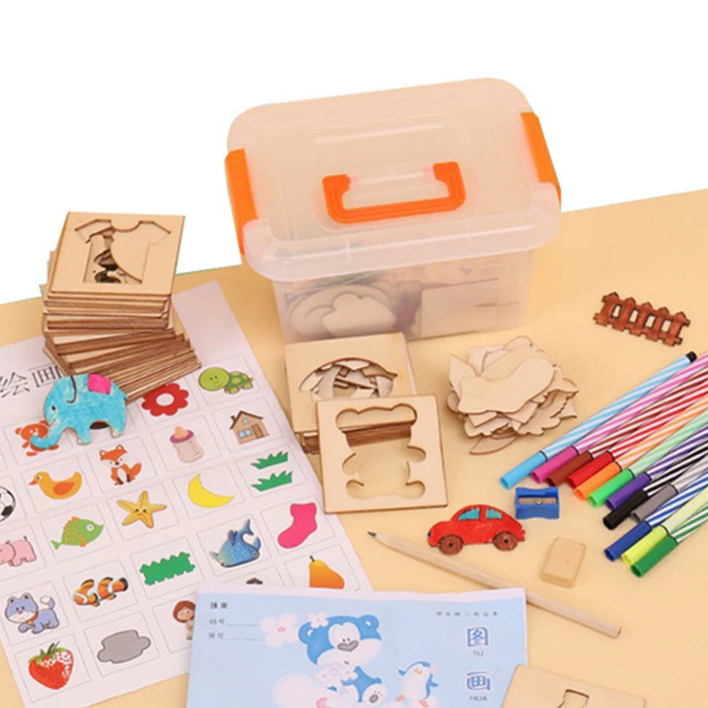 

100Pcs Baby Wooden Toys Drawing Toy Drawing Board Toys For Children Creativity Doodles Toy Boys Early Learning Education Gifts