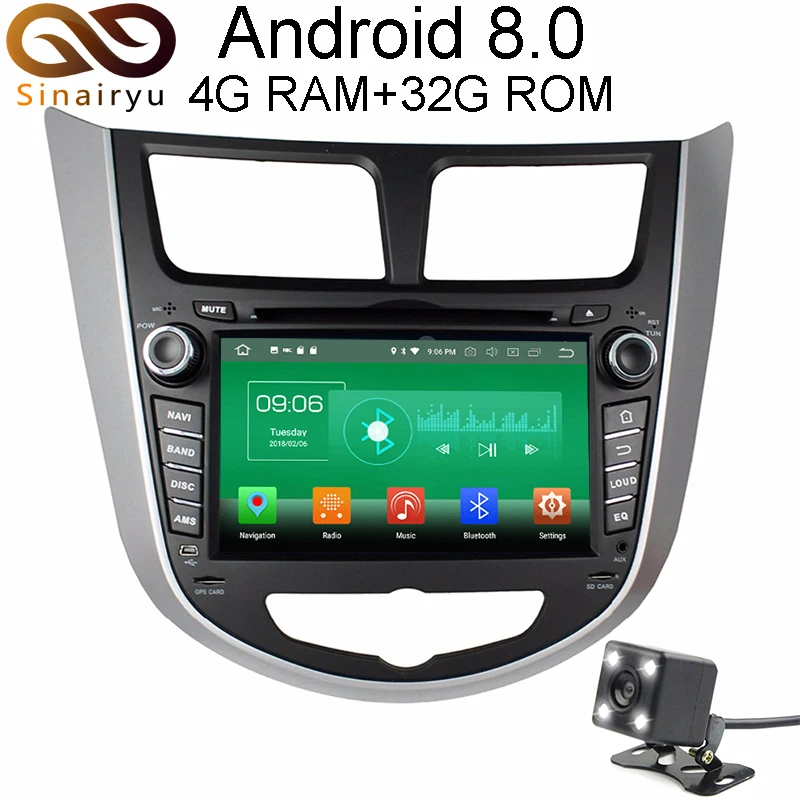 

Sinairyu 4G RAM Android 8.0 Car DVD For Hyundai Verna Accent Solaris 2011-2012 32G ROM Radio GPS Multimedia Player Head Unit
