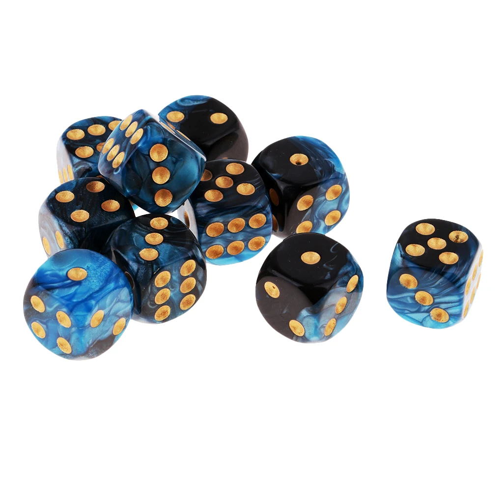 MagiDeal 10pcs 6-Sided Dice Set Bright Colors 16 mm Dice Game Multi-Sided Dice for Board Games Casino Gifts Teaching