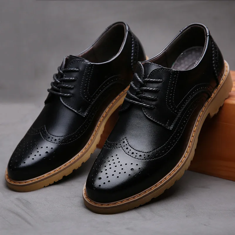 Merkmak/кожаная обувь с перфорацией типа «броги»; деловая модельная мужская обувь; классические офисные свадебные мужские туфли-оксфорды; Повседневная итальянская брендовая Дизайнерская обувь