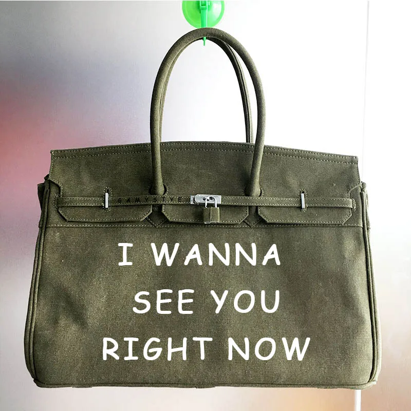 

Letters I WANNA SEE YOU Casual Women Floral Large Capacity Tote Canvas Shoulder Bag Shopping Bag Beach Bags Casual Tote Feminina