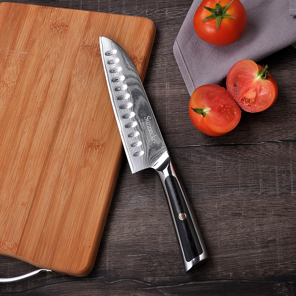 SUNNECKO 6 шт Кухня Набор ножей Slicer утилита Santoku шеф-повар Ножи ножи японский Дамаск VG10 Сталь Sharp G10 ручка