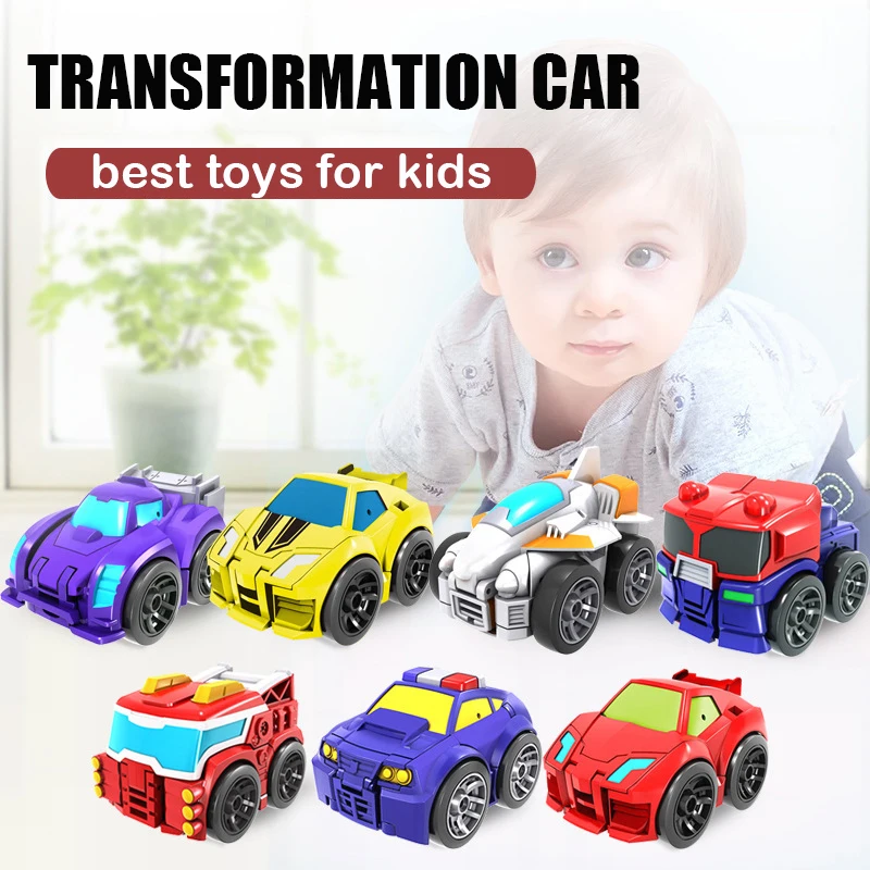 

7pcs/lot Transformation Mini Car Truck Robot Toy Pull back car Model Action Figures Children Baby Anime Toys Deformation Gift