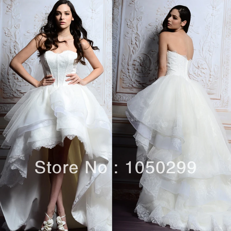 2014 Cheap Wholesale Sweetheart Neckline Low Back Puffy Tiered