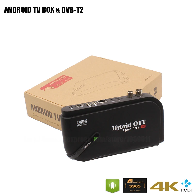 Android tv BOX с DVBT2 Amlogic S905X четырехъядерный ТВ-приемник два в одном Встроенный несколько приложений поддержка 4K дисплей ТВ-приставка