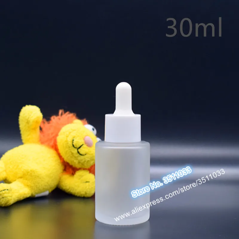 

30ML Frosted Glass Bottle White Pipette Dropper Transparent Essential Oil Bottles Cosmetic Essence Bottle Black Dropper 24pcs