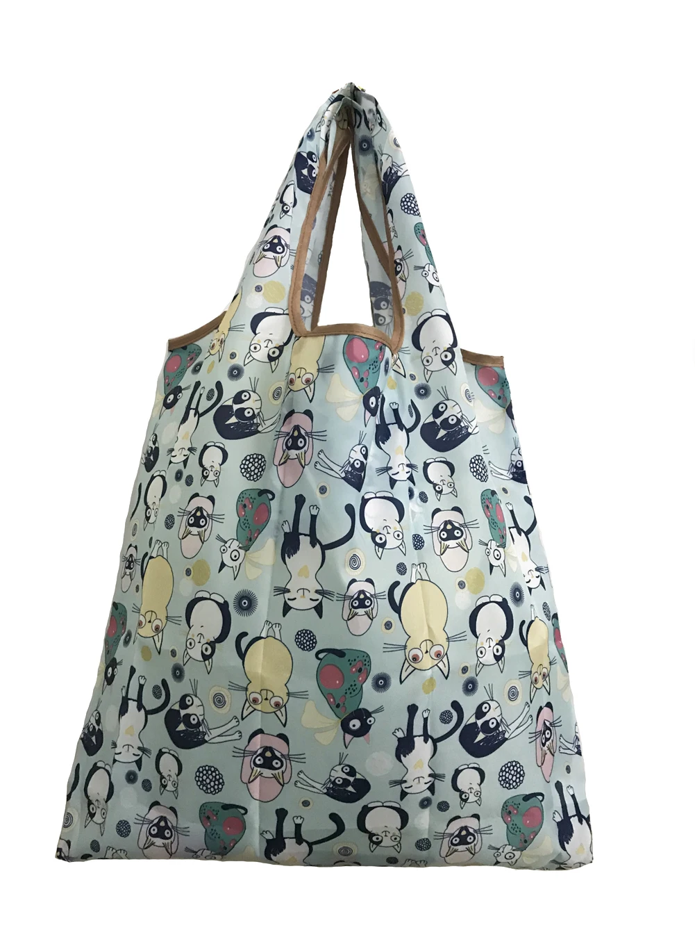 

Magic style Nylon Large Tote ECO Reusable Polyester Portable Shoulder Handbag Cartoon Green Folding Pouch Shopping Bag Foldable