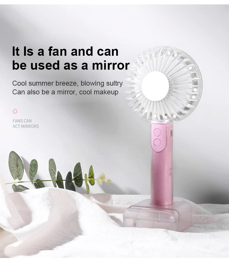 Mini Ventilador USB Fan Rechagable Portable Phone Holder Handheld Makeup Mirror USB Cooling Fan Cooler Gadget Office Gadgets