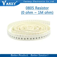 100 шт. 0805 SMD 1/4 Вт чип резистор 0R ~ 10 м 0 10R 100R 220R 330R 470R 1 К 4,7 К 10 К 47 К 100 К 0 10 100 330 470 Ом