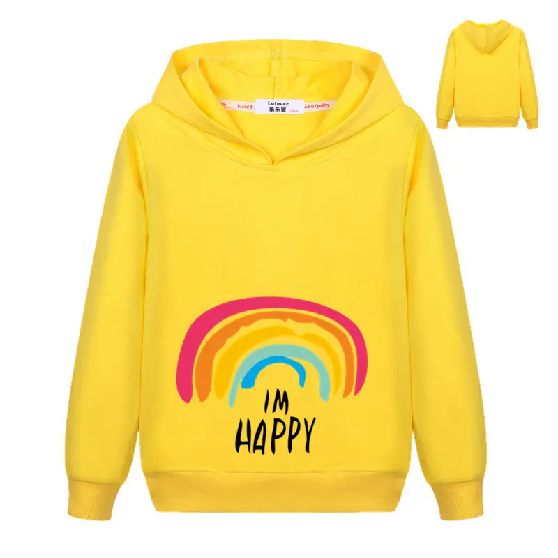 

2019 Boys Girls Rainbow Print Fashion Casual Long Sleeve Hoodies Jumper Pullover Sweatshirt Tops Shirt Kids Hoodies