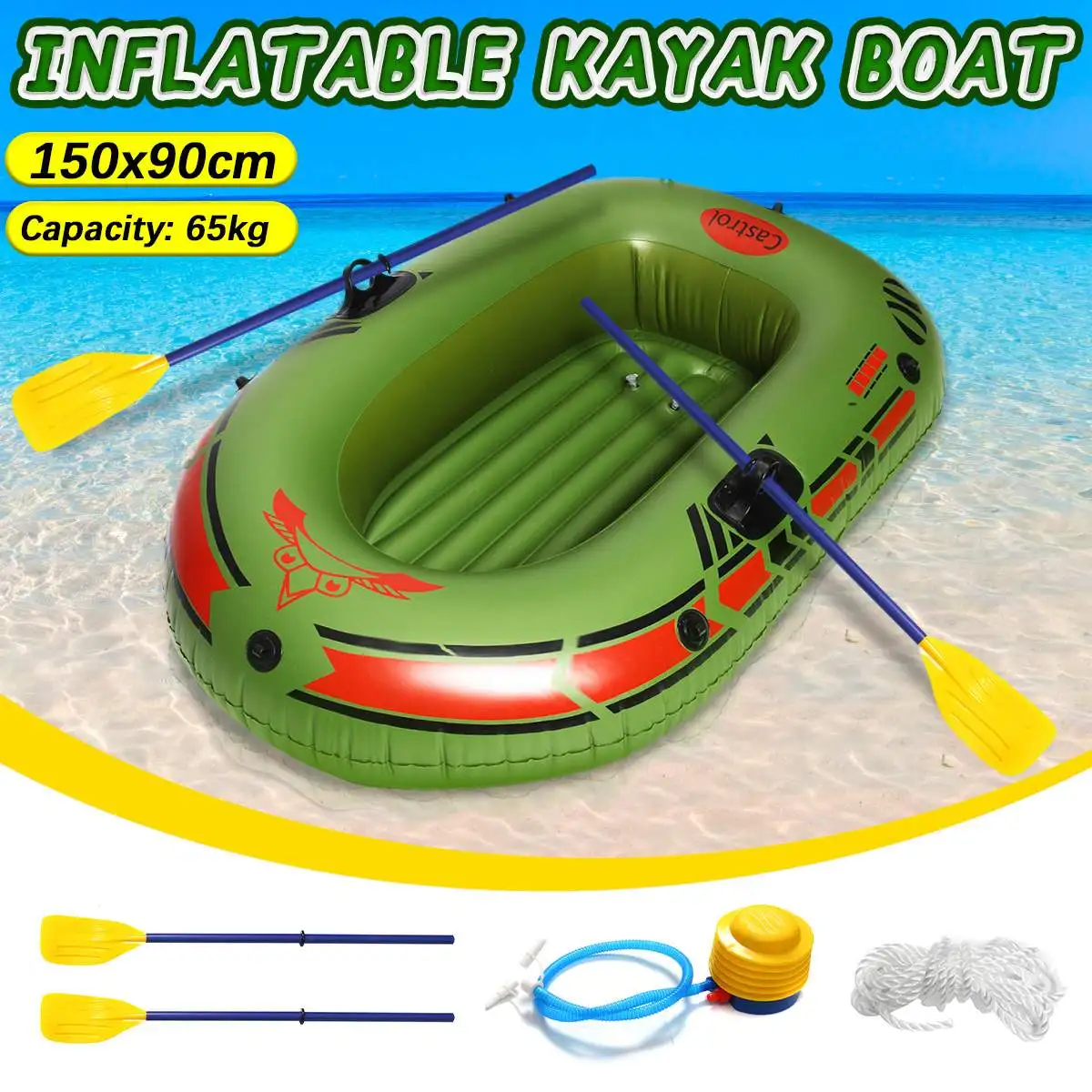 

Single Double Two Person Inflatable Boat 150x90cm/190x120cm Kayak Rubber Boat With Pump Ropes Outdoor Fishing Rowing Watersports