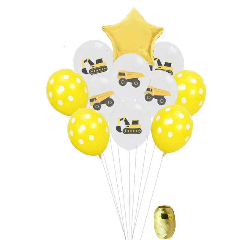 

Engineering Vehicles Confetti Balloon Set Construction Vehicle Excavator Theme Latex BalloonBirthday Party Decoration Supplies