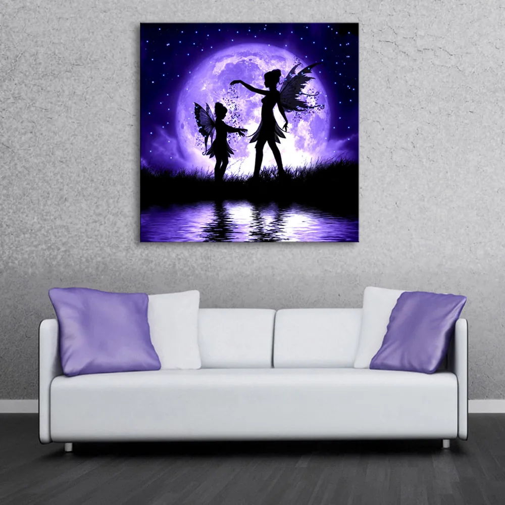 Stretched Canvas Prints Butterfly Fairy LED Flashing Optical Fiber