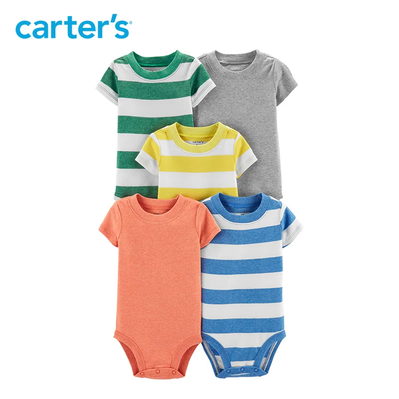 Carters 5 Pack полосатый Оригинальное боди мода принт сплошной ребенок мальчик одежда
