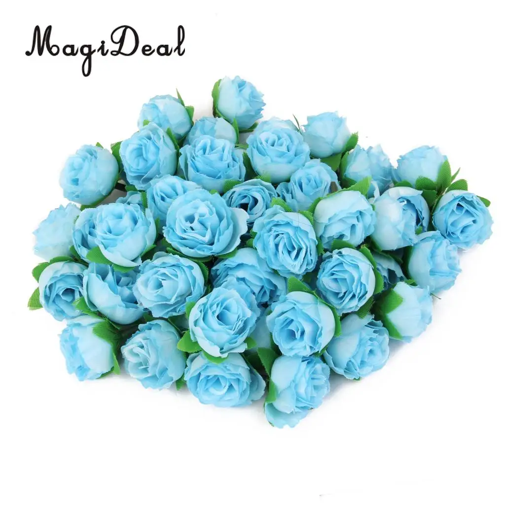 MagiDeal Lifelike 50Pcs/Lot 3cm Artificial Silk Roses Flower Heads Craft for Wedding Headbands Hat Card Photo Albums Party Decor