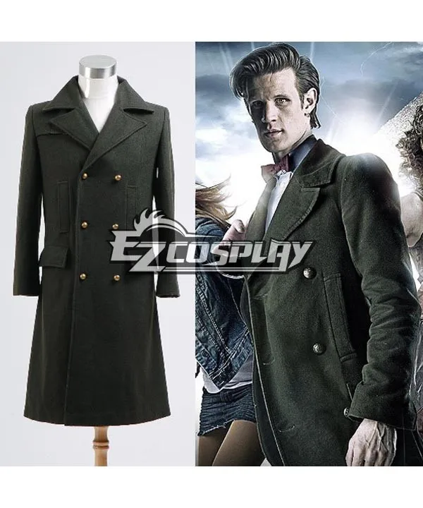 

Doctor Who Dr. Dark Green Long Wool Trench Coat E001